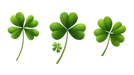 Set of four leaf clover isolated on white background