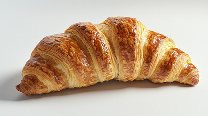 A freshly baked croissant on a white background