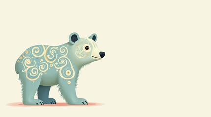 Fototapeta premium Cute minimal animal easter egg page in pastel colors featuring a playful bear design