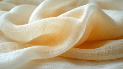 Close up view of flowing ivory colored fabric texture