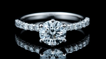 A modern tiny diamond ring with a pave band, reflecting under studio lights.