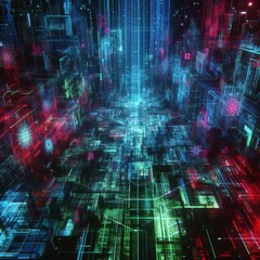 Fototapeta premium Cyberpunk Glitch Network Decay 
