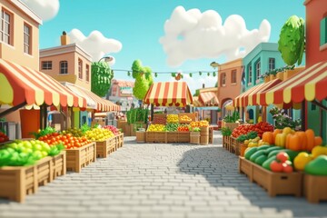 Fototapeta premium Economic benefits of farmers market local community fresh produce vibrant environment market viewpoint supporting local economies