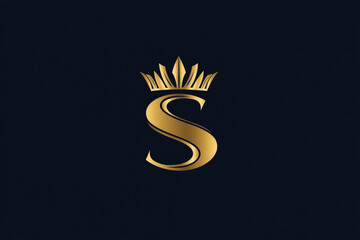 A logo design featuring the letter S and a crown, with simple lines, vector graphics, and a flat style