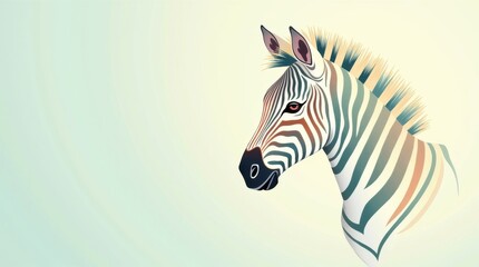 Fototapeta premium Cute zebra easter egg page design in pastel colors minimal animal illustration simple and charming style