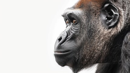 Fototapeta premium A professional image of a gorilla with a seamless white background, perfect for branding, packaging, and advertising