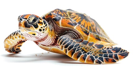 Obraz premium A professional image of a sea turtle with a seamless white background, perfect for branding, packaging, and advertising