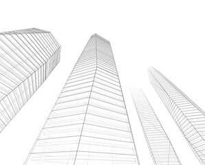 Fototapeta premium modern office buildings 3d drawing