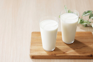グラスに注いだ牛乳　Milk in a glass