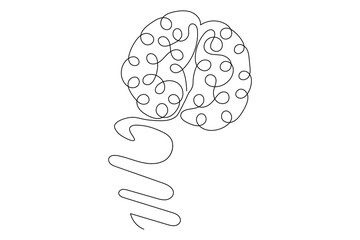 Human brain Continuous single line drawing of Vector illustration on a white background

