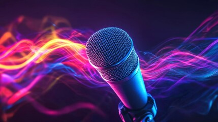 Captivating sound waves studio close-up photography creative space artistic perspective vibrant microphone concept