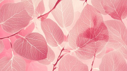 Pink Leaf Veins Abstract Botanical Pattern, nature, foliage