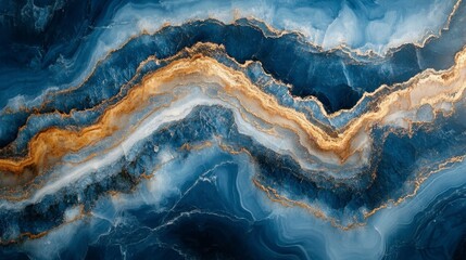 Blue and gold marble displays artistic patterns and textures beautifully