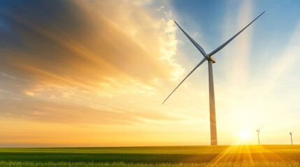 Obraz premium Wind Turbines at Sunset Green Energy Landscape, sustainability , windpower
