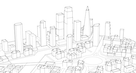 modern city panorama 3d illustration	
