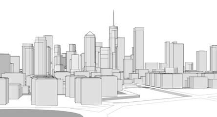 modern city panorama 3d illustration	
