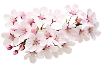 Cluster of Vernicia fordii flowers in full bloom showcasing vibrant petals and green stems isolated on white background