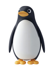 Fototapeta premium Penguin with white face and black beak standing on ice in natural habitat of antarctica isolated on transparent background.