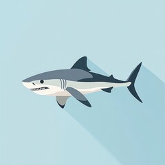 Ocean Flat Illustration of a Shark