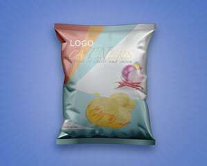 chips package mockup on texture background for preview