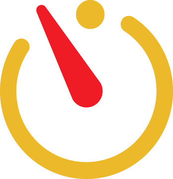 Self timer clock outline icon with color