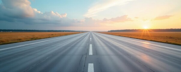 Smooth gray concrete runway surface, ready for takeoff , pavement, concrete, engineering