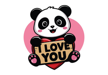 panda bear with a heart