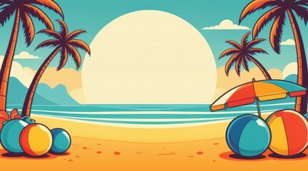 Pixel Art Tropical Beach Sunset Scene
