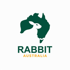 Obraz premium rabbit and australia negative space logo