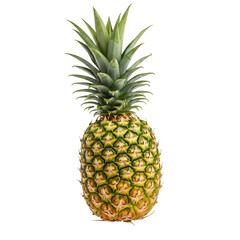 Ripe Pineapple with Rough Texture on White Background