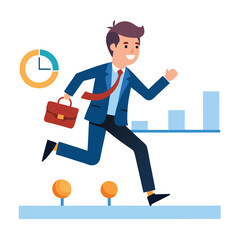 businessman running on project timeline project vector image 