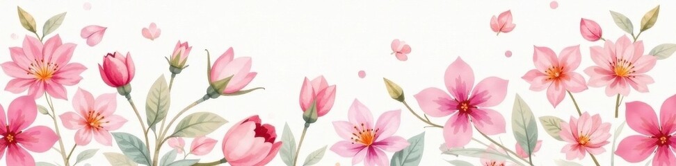 Delicate watercolor floral repeat, soft pastel hues, fabric, pastel floral, romantic