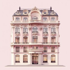 Fototapeta premium Pink Parisian Mansion Facade