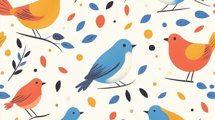 Colorful bird pattern displays charming cartoon style nature digital art vibrant environment close-up cartoonish aesthetic