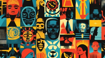 Celebrating black history month with a colorful background community center graphic design vibrant atmosphere cultural perspective