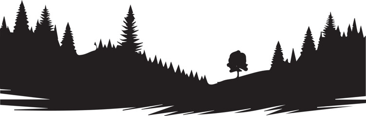 Tree and forest silhouettes - Vector illustration collection of trees and wilderness objects to create your own nature scene.