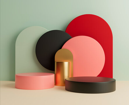 Stylish 3D rendered scene with podium