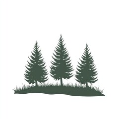 Obraz premium Forest silhouette of three pine trees