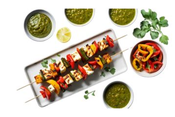 Grilled Paneer Skewers with Bell Peppers and Green Chutney Spicy Grilled Paneer Bites.png