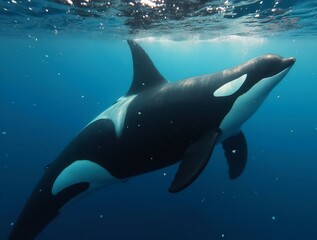 Obraz premium Majestic orca swimming gracefully in ocean