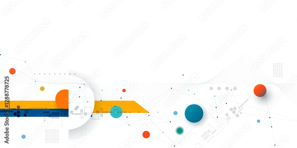 Leinwandbilder vector illustration abstract modern technology design. white circle, geometric shape, wave wireframe