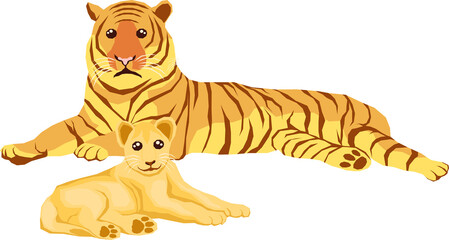 Illustration of Mother and Child Animals