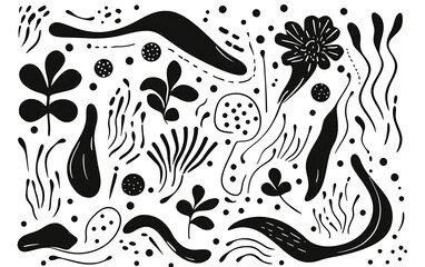 Abstract seamless background. Vector illustration with flowers. Hand drawn illustration.
