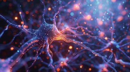 Obraz premium Abstract background with neurons and synapses, great for medical or scientific presentations related to neuroscience.