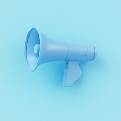 Light Blue Megaphone on Light Blue Background