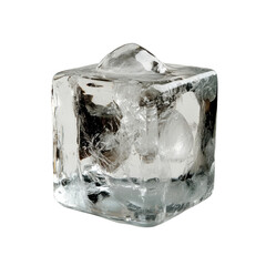 Obraz premium Glass of ice cubes on a black background with reflections and shadows creating a dramatic effect isolated on transparent background.