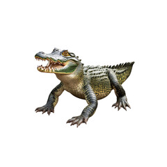 Obraz premium Realistic Crocodile with Open Mouth, Swimming in Clear Water