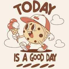 Happy Cookie Mascot - Fun Ice Cream Cartoon Design"