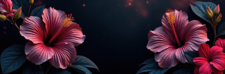 Intricate black hibiscus vectors, perfect for tropical designs ,  wallpapers,  botanical