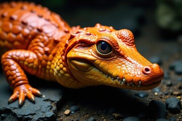 Intricate orange alligator scales, bumpy texture, full frame, pattern, background